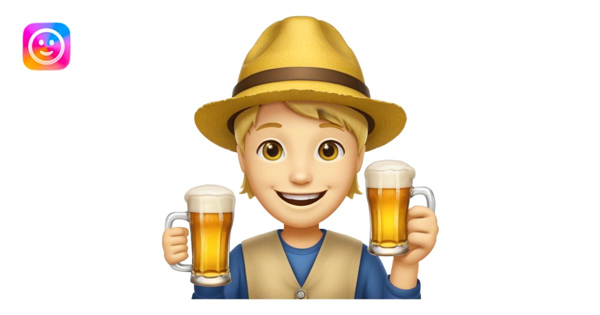 Ein lachender Smilie mit Bierglas und Gamsbart Hut emoji | AI Emoji ...