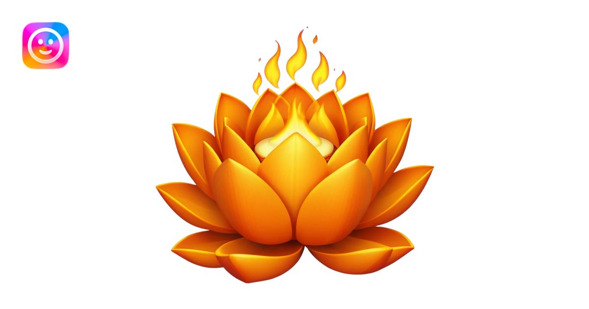 Add a fire to the lotus to turn it into a burning lotus emoji. emoji ...