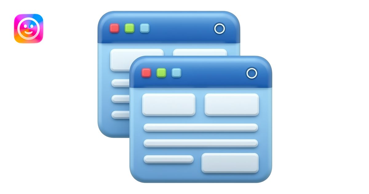 Blue color two layer UI pop ups 2D render iPhone emoji png of a ...