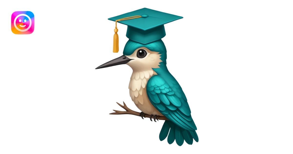 Un colibri con birrete de graduación y que el colibrí sea turquesa ...