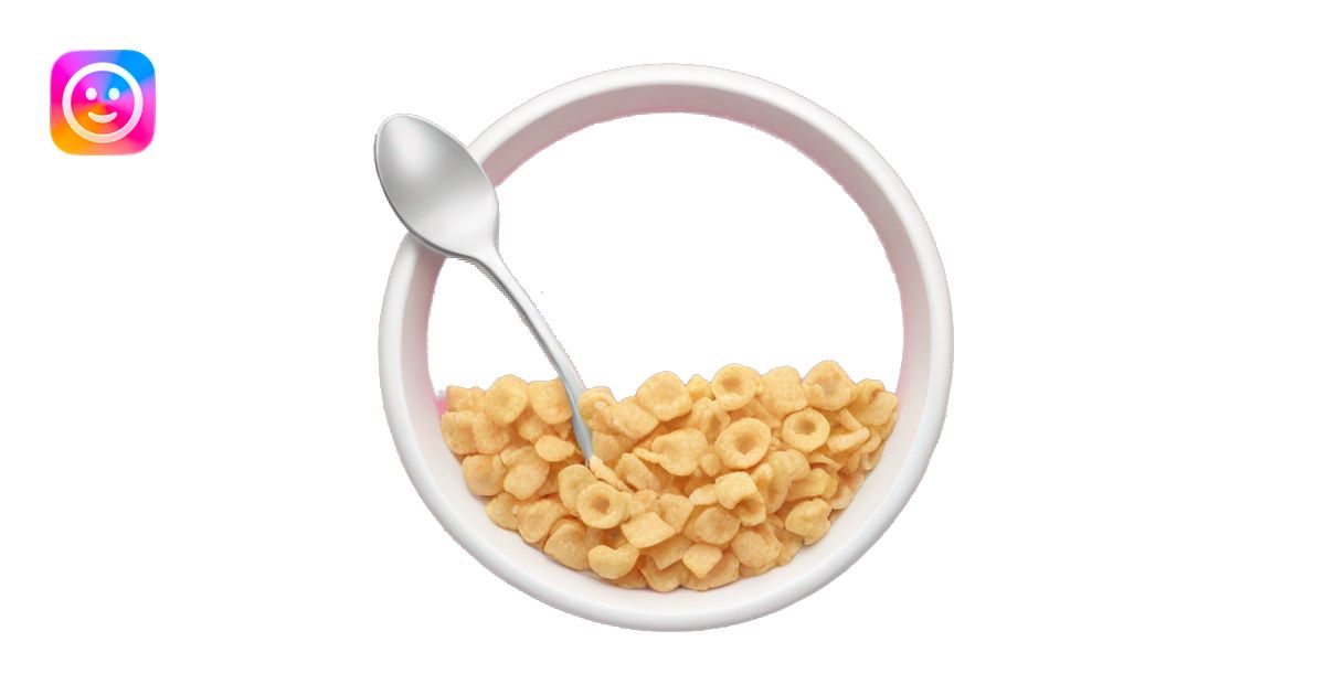 Pink light bowls with a cereal white and spoon emoji | AI Emoji Generator