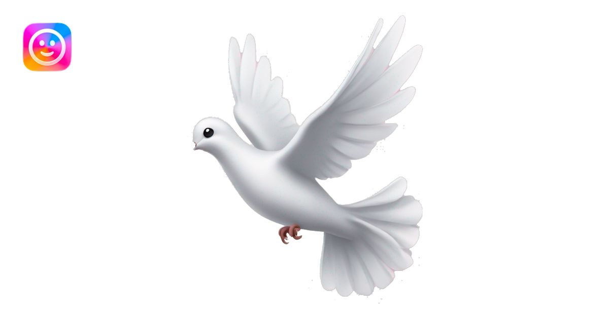 dove in flight holding light pink bow emoji | AI Emoji Generator