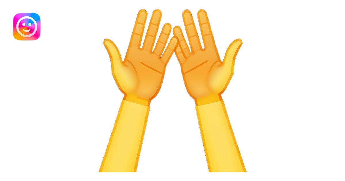 Pixel art emoji, two hands up, 8-bit style, energetic yellow and orange ...
