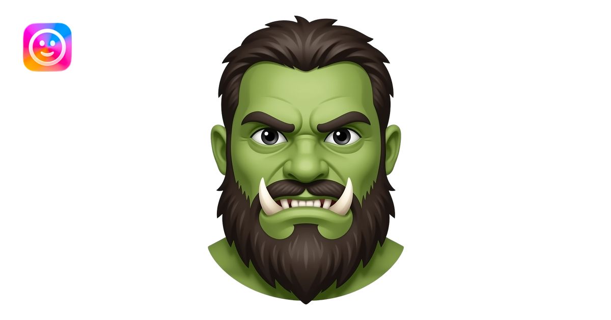 wild man with green skin and fangs emoji | AI Emoji Generator