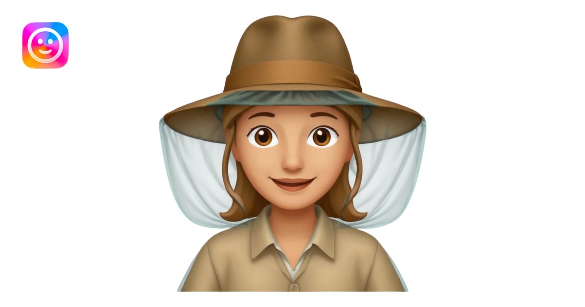 person wearing a mosquito net and a indiana jones hat combination emoji ...