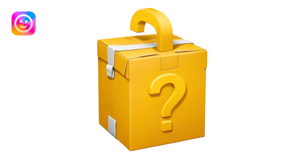 White bag with yellow questions mark cube boxes stuffed in it emoji ...