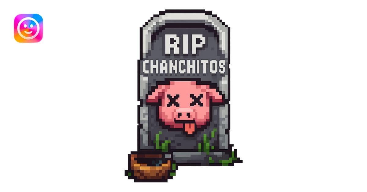 Add the text 'RIP CHANCHITOS' on the tombstone and depict the pig with ...