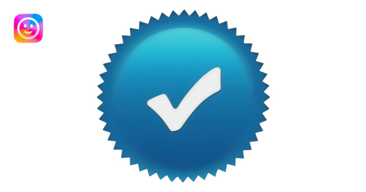 A high-resolution, clean emoji of a blue verified checkmark badge. The ...