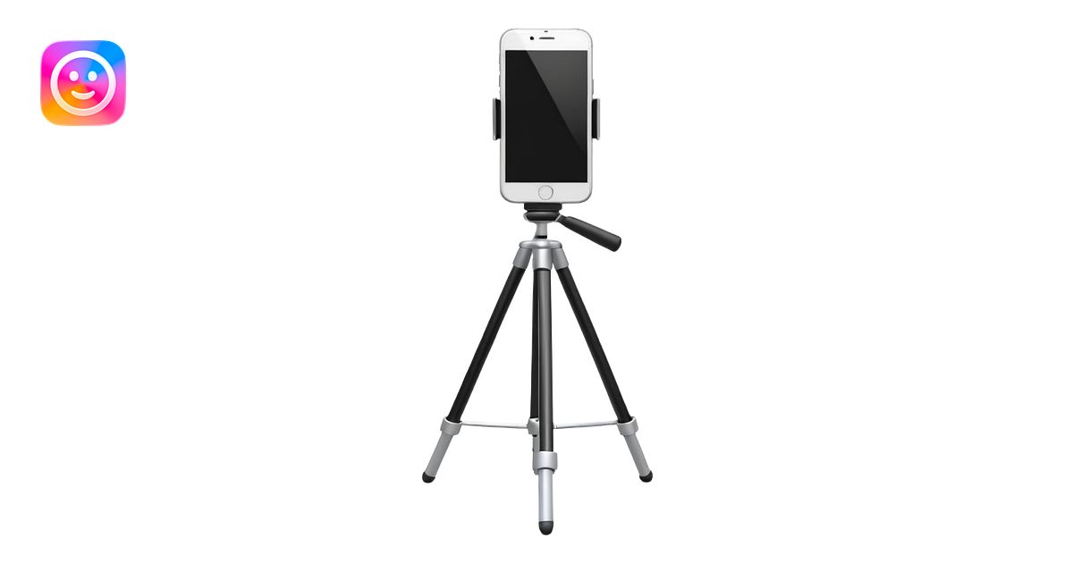3D Apple-style emoji of a white tripod holding emoji | AI Emoji Generator