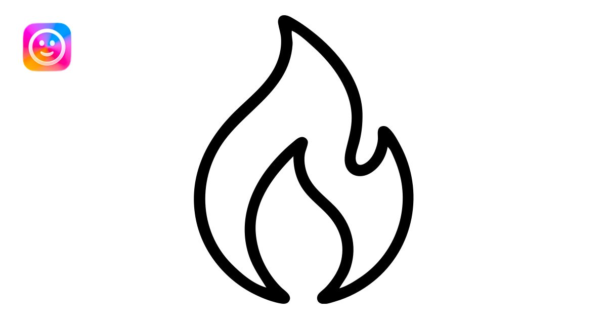 minimalist flame icon, thick black outline, no fill icon | AI Emoji ...