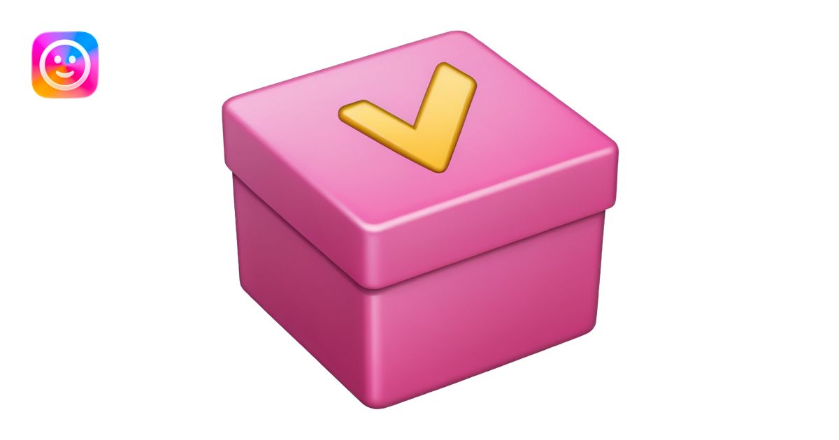 Design a Check Mark Box emoji ( ) that is pink and has a circul emoji ...
