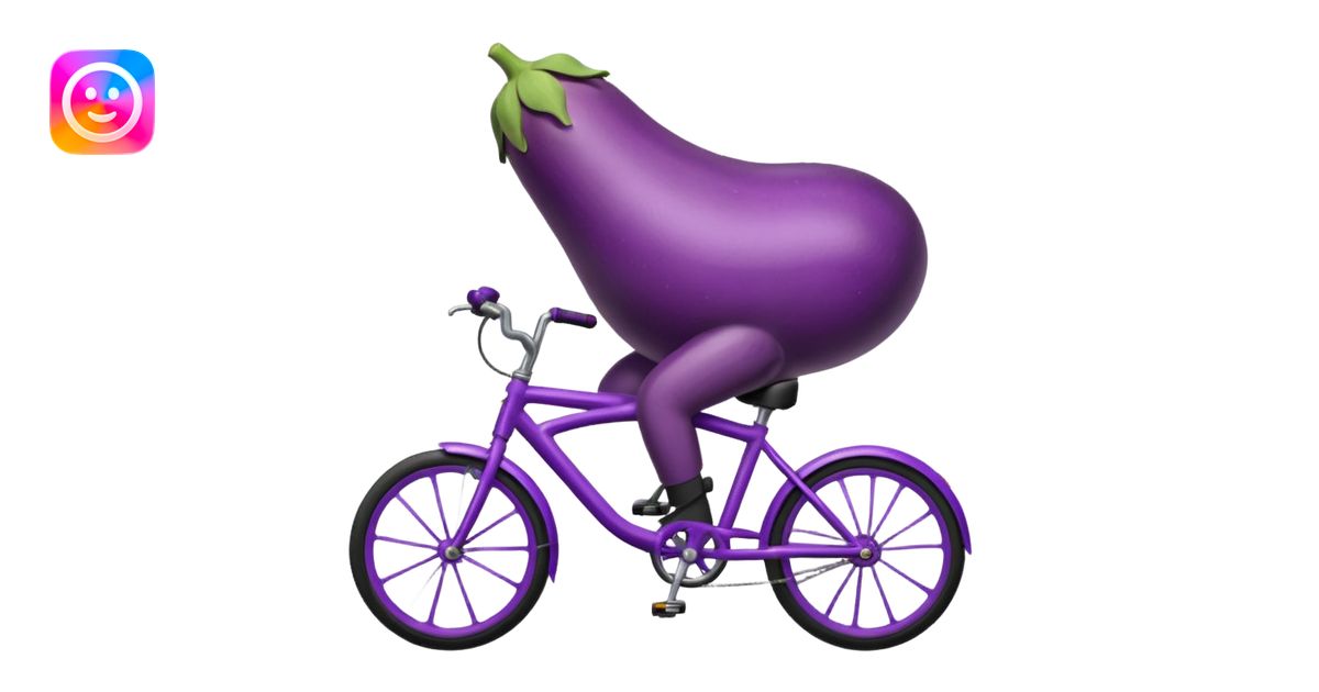 Eggplant riding a bike emoji | AI Emoji Generator