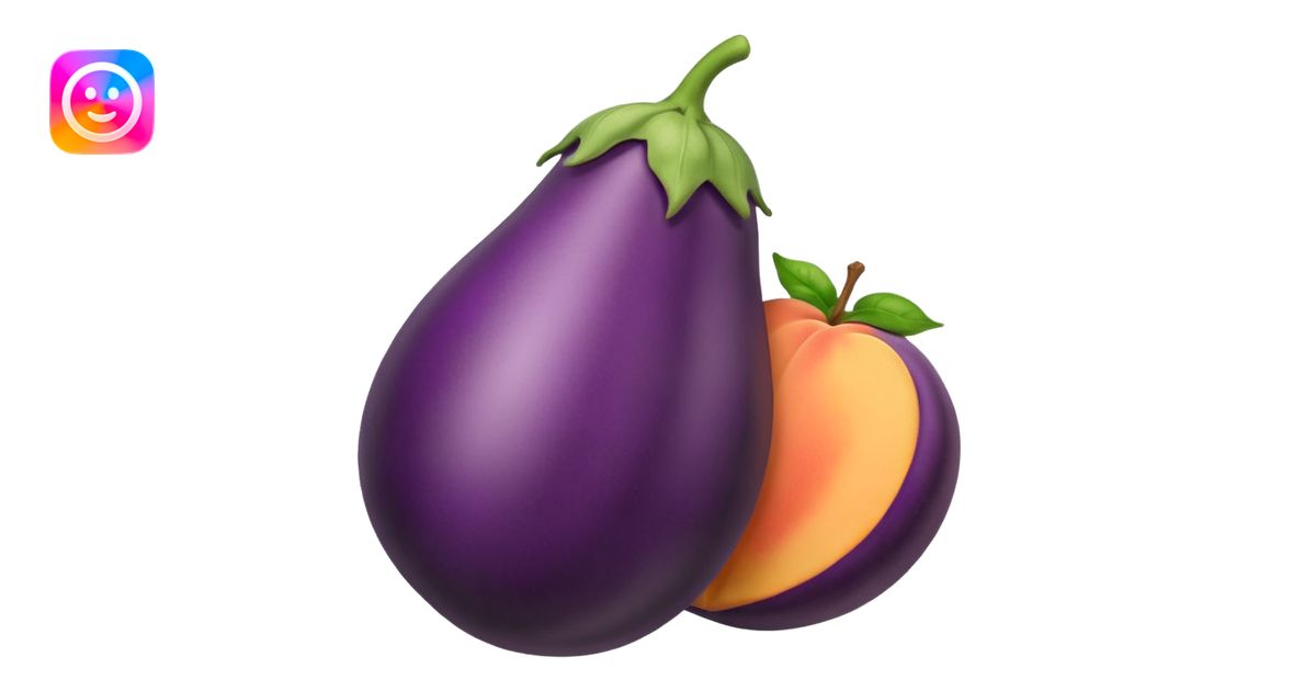Eggplant with peach emoji | AI Emoji Generator