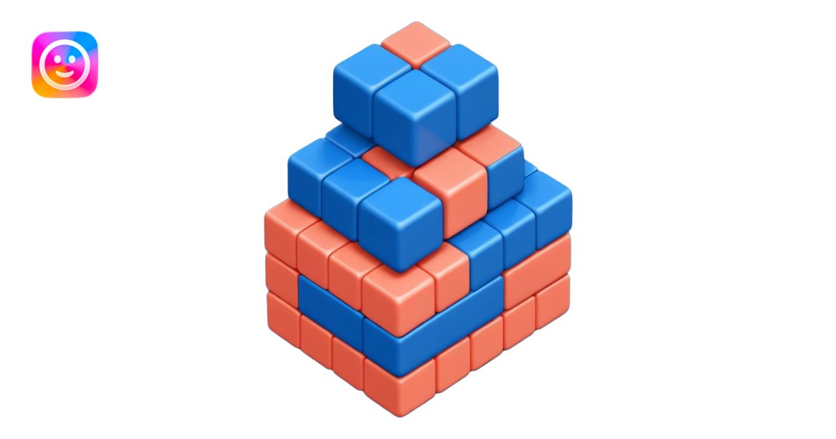 Modern minimal emoji: building blocks + connection flows + gear. Deep ...