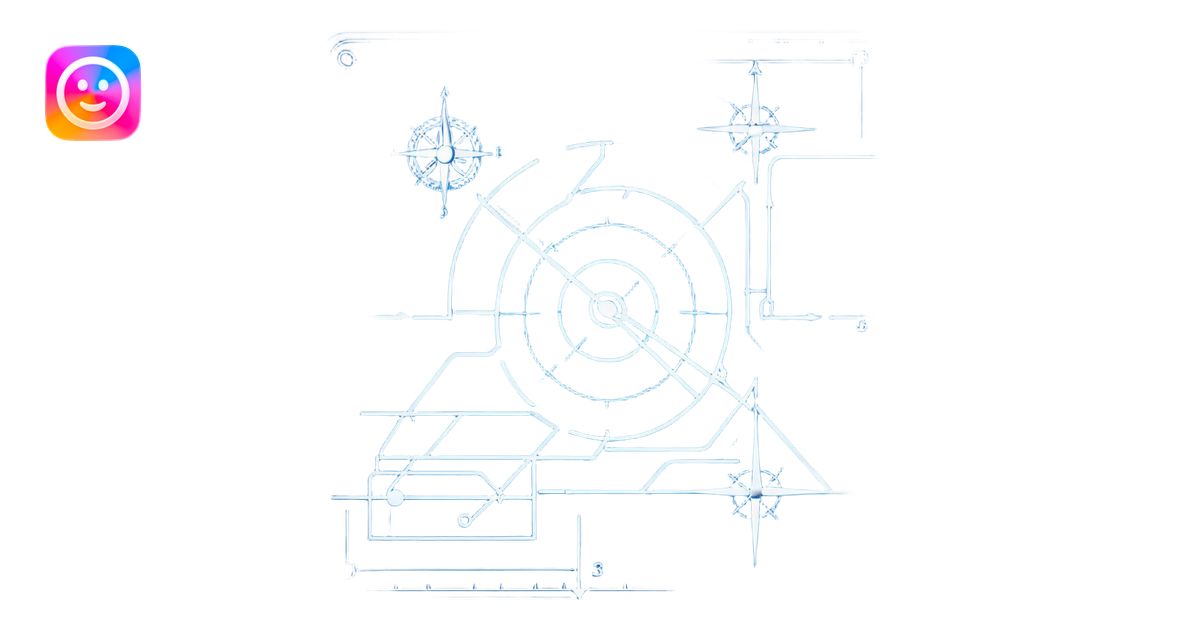 blue blueprint plan with white lines and a single dashed path from ...
