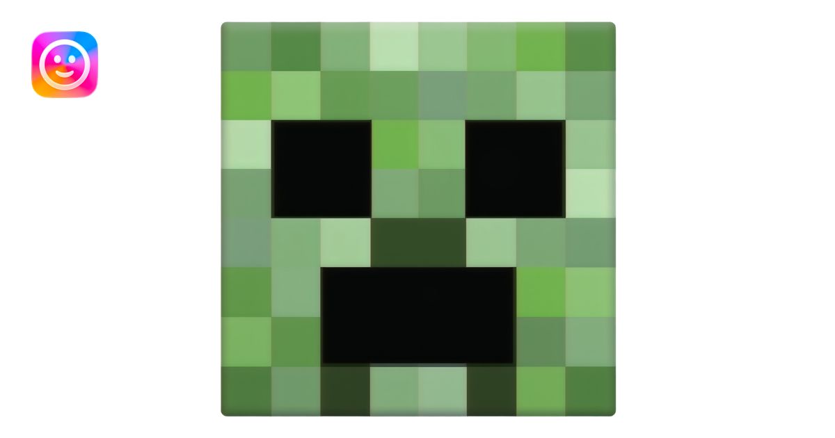 Minecraft Creeper head with normal eyes emoji | AI Emoji Generator
