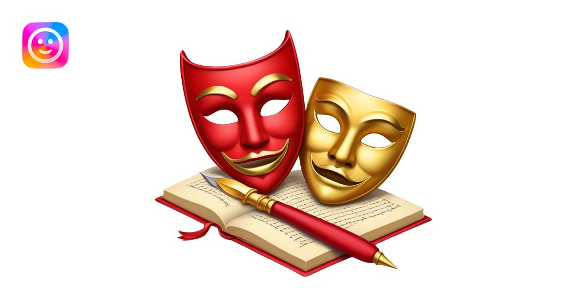 Create a bold and dramatic emoji representing the art of playwriting ...