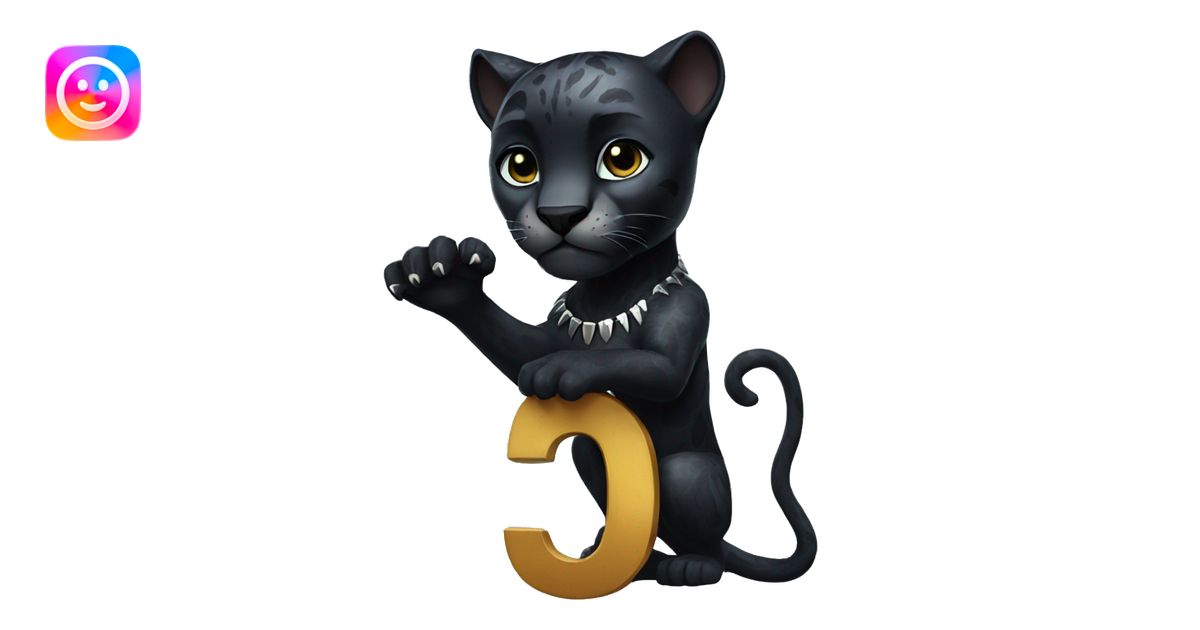 A black panther holding the number 0 in its paws emoji | AI Emoji Generator