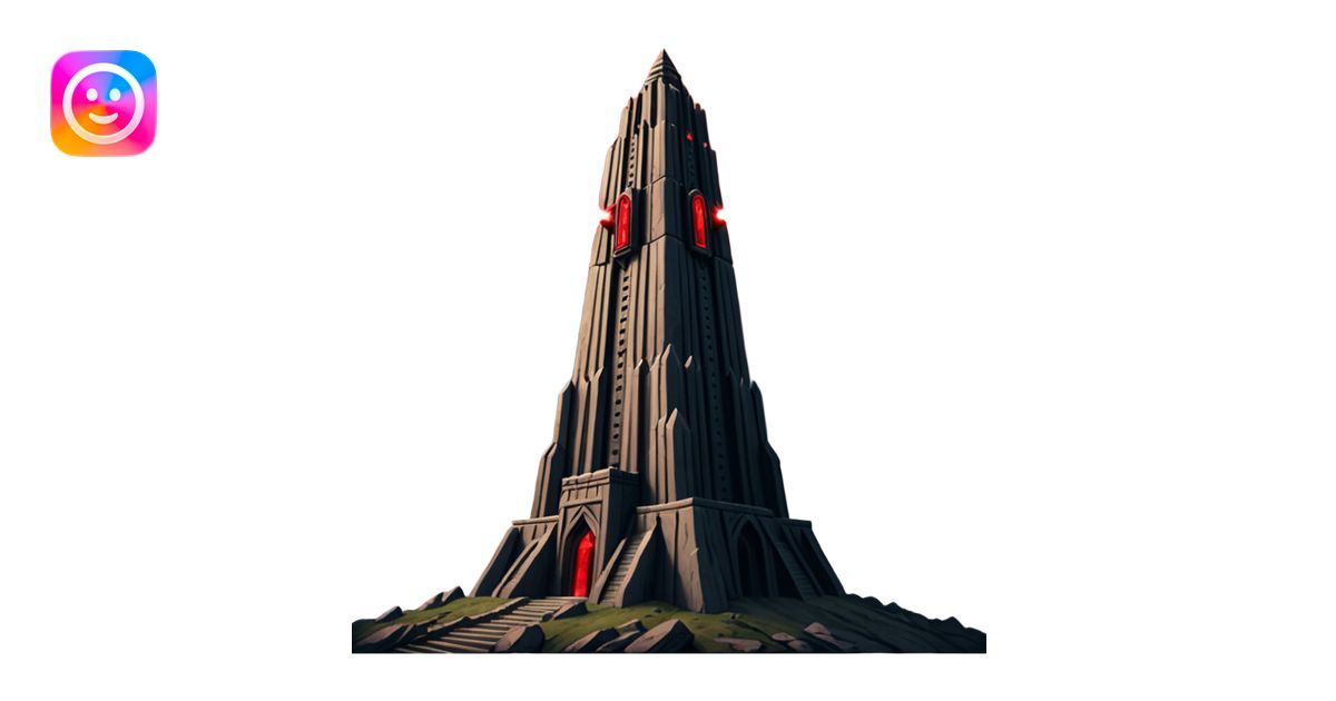 Barad Dúr from Lord of the Rings, Dark, giant Tower, with red laser ...