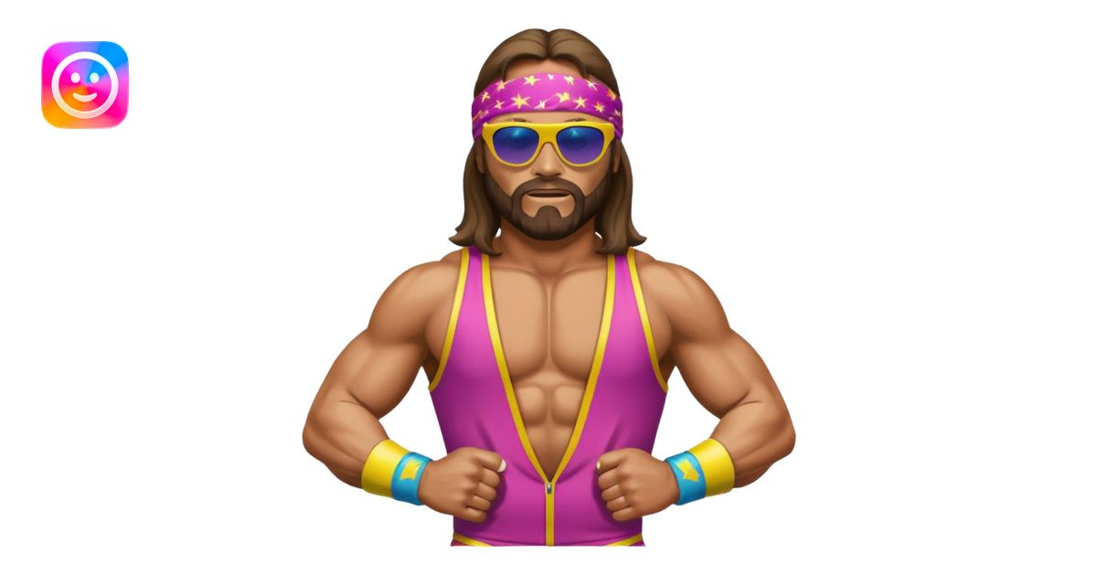 Create a Macho Man emoji for a teams chat but make it more original ...