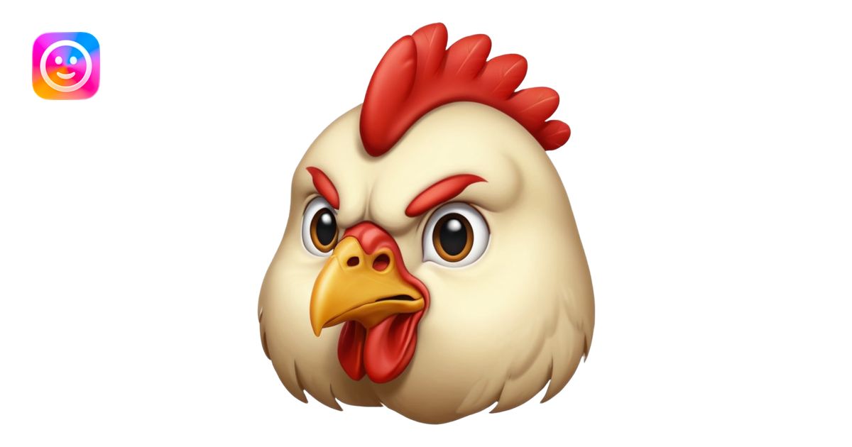 A chicken head that looks retarded emoji | AI Emoji Generator