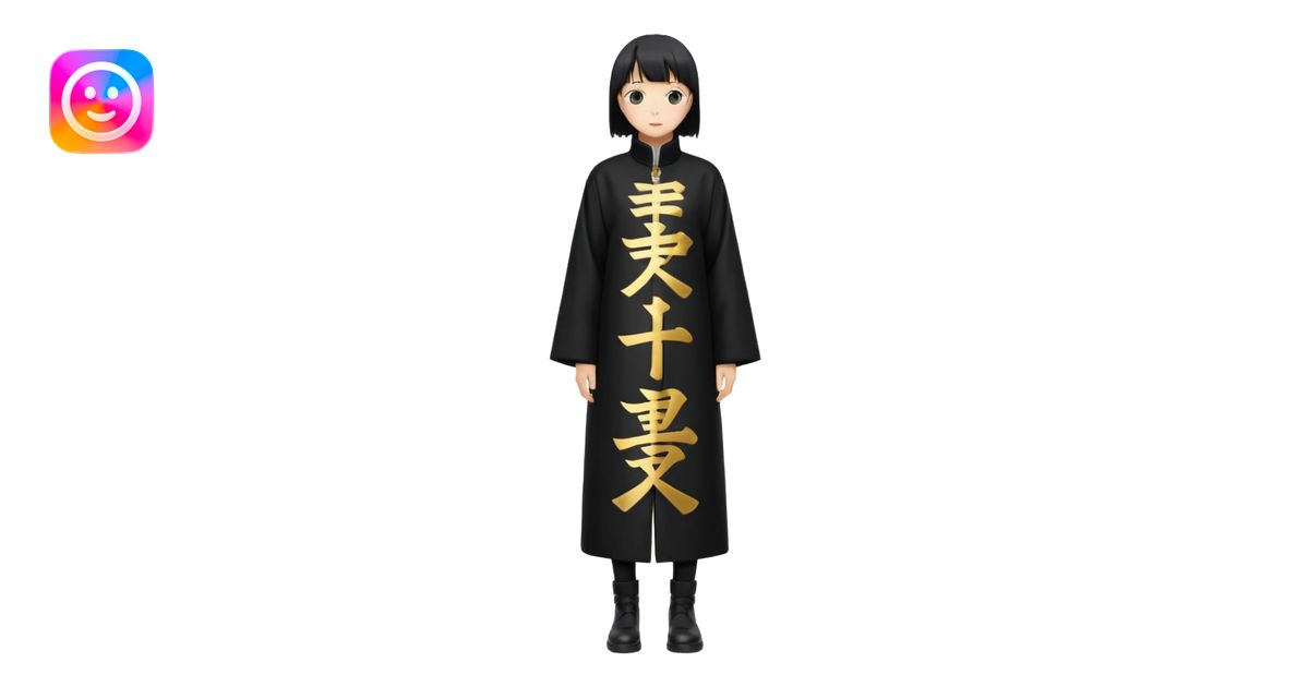 A long black anime style coat with a straight silhouette, reaching ...