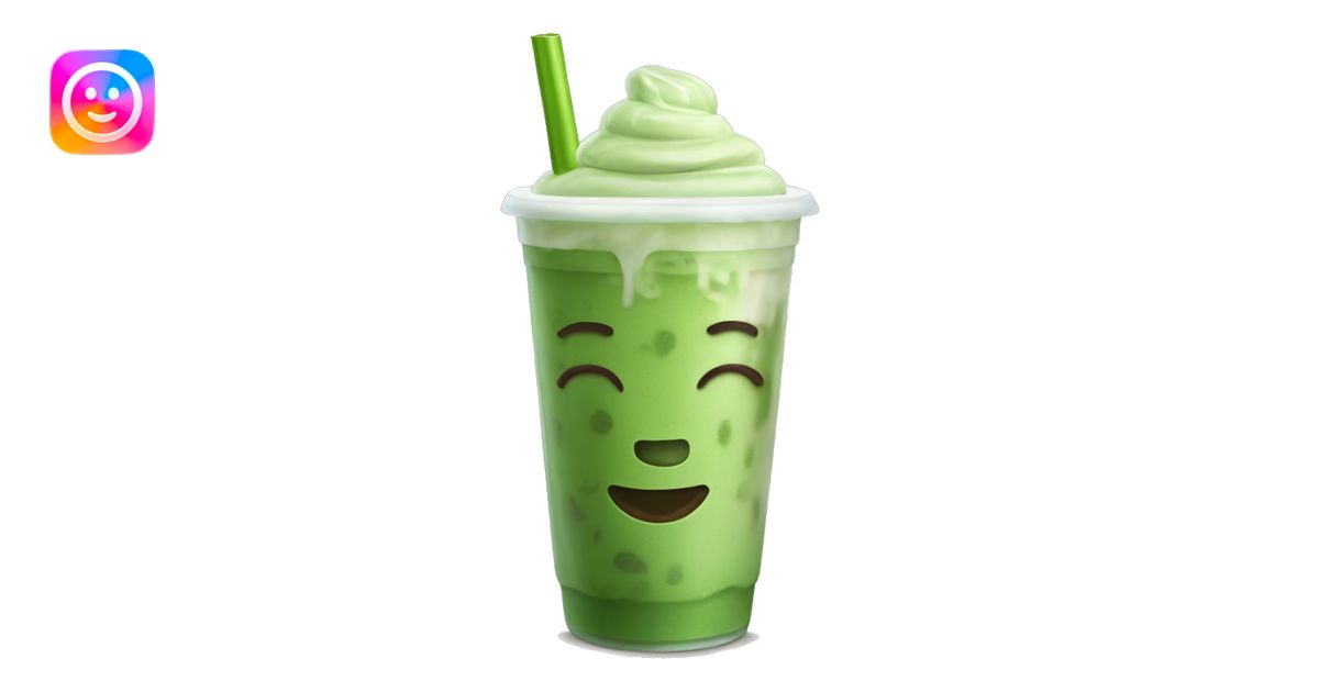 Iced matcha latte to go cup with straw emoji | AI Emoji Generator
