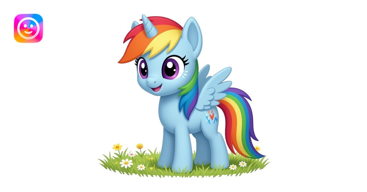 Rainbow Dash as a young child emoji | AI Emoji Generator