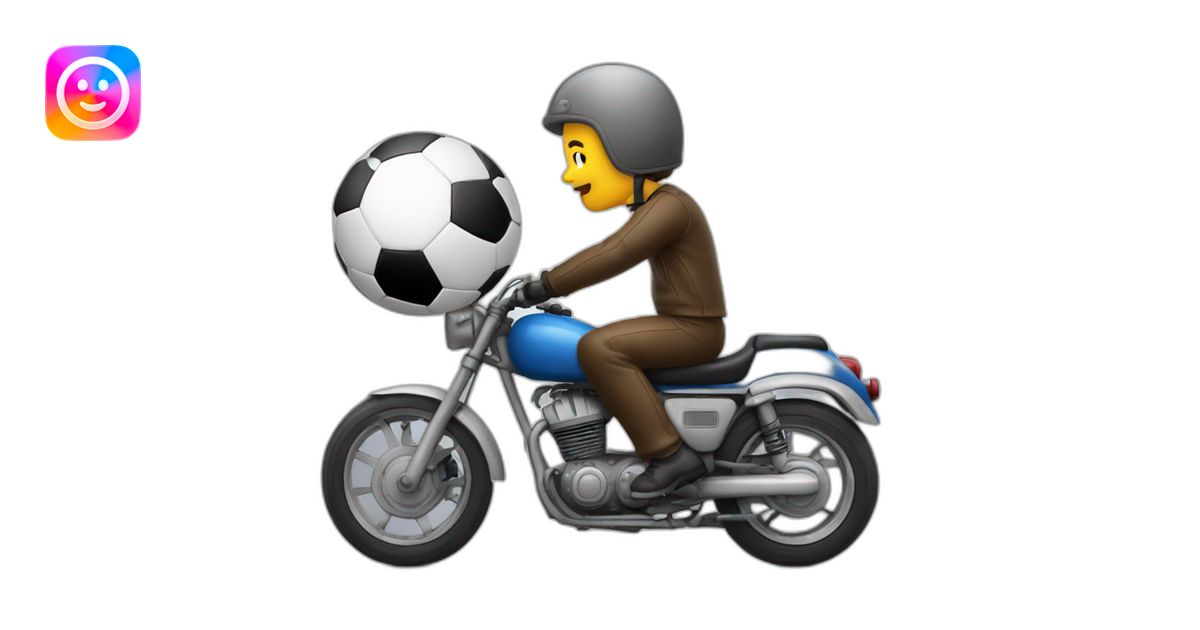 Ballon de football qui conduit une moto emoji | AI Emoji Generator