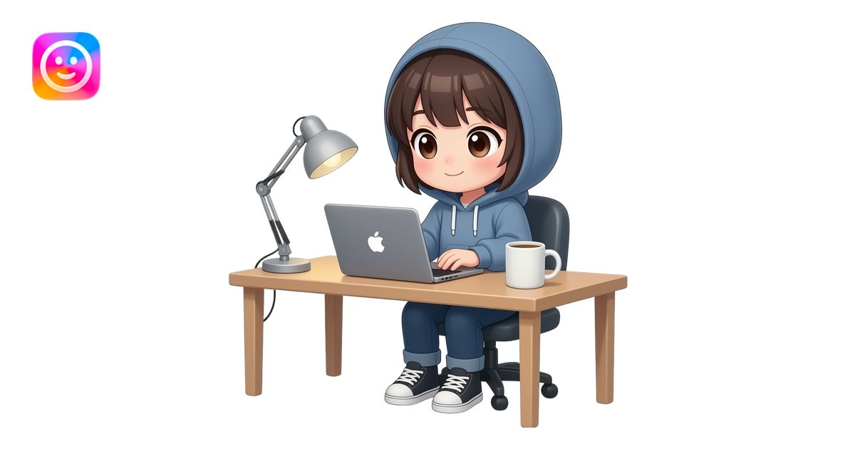 chibi anime girl play computer emoji | AI Emoji Generator