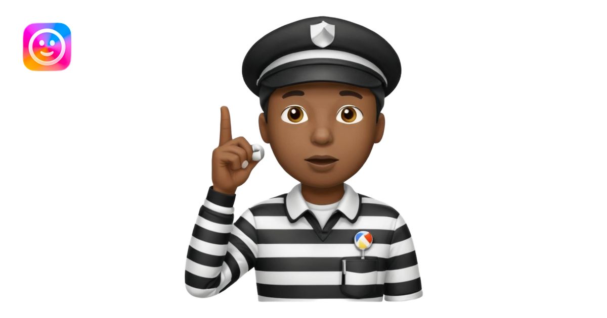 A black calm referee with striped shirt, wearing a cap while blowing a ...
