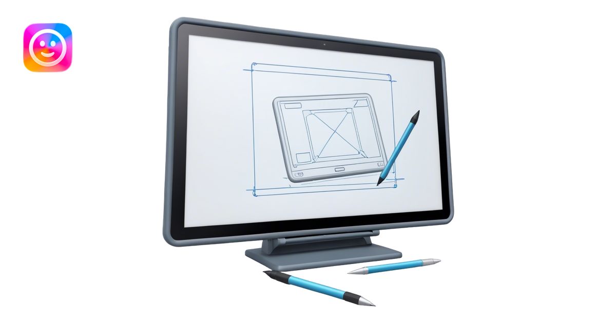 Create an emoji for 3D visualization and modeling. Show wireframe model ...