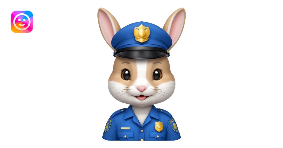 cute Rabbit police, blue uniform including helmet of uniform emoji | AI ...