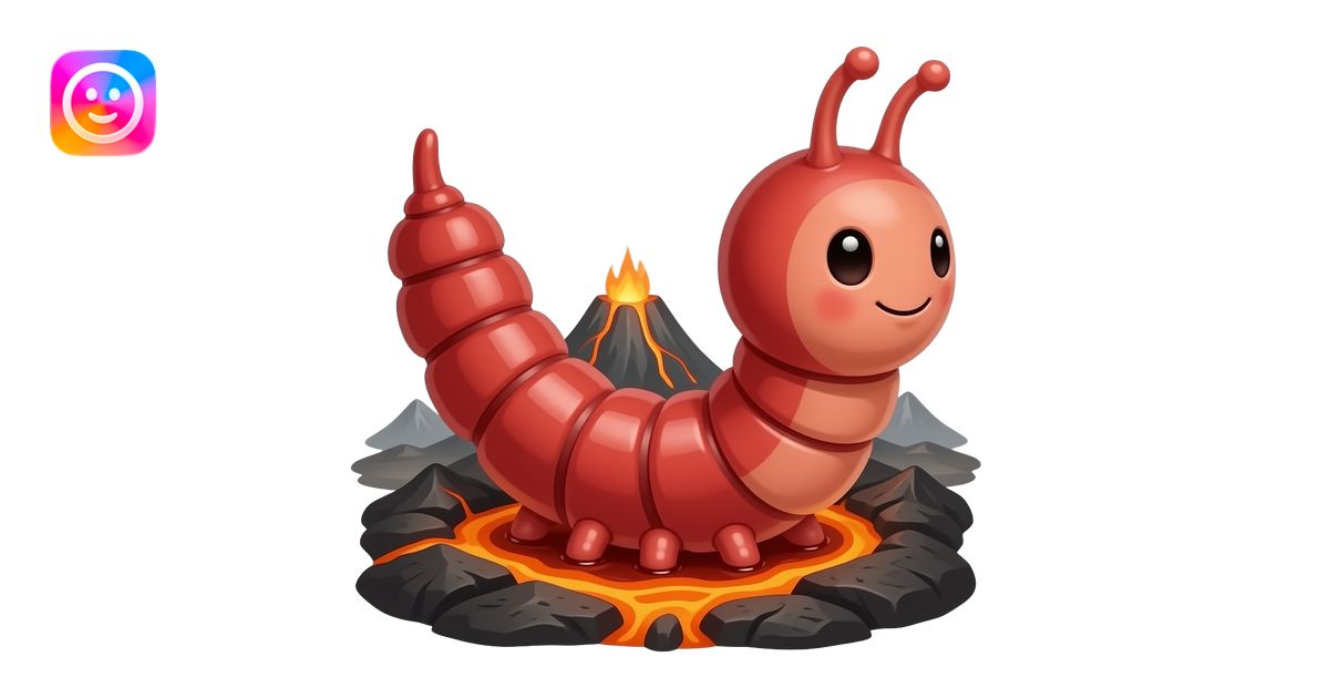 A watery red velvet worm in volcanoes and emoji | AI Emoji Generator