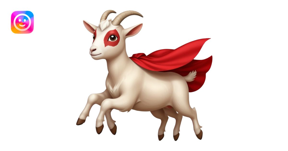 white female goat wearing a read cape like superman emoji | AI Emoji ...