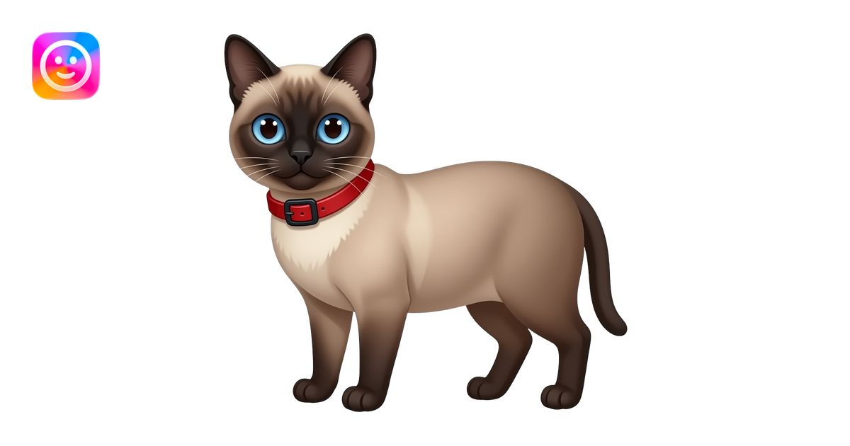 A dark seal-point Siamese Cat with blue eyes and wearing a red collar ...