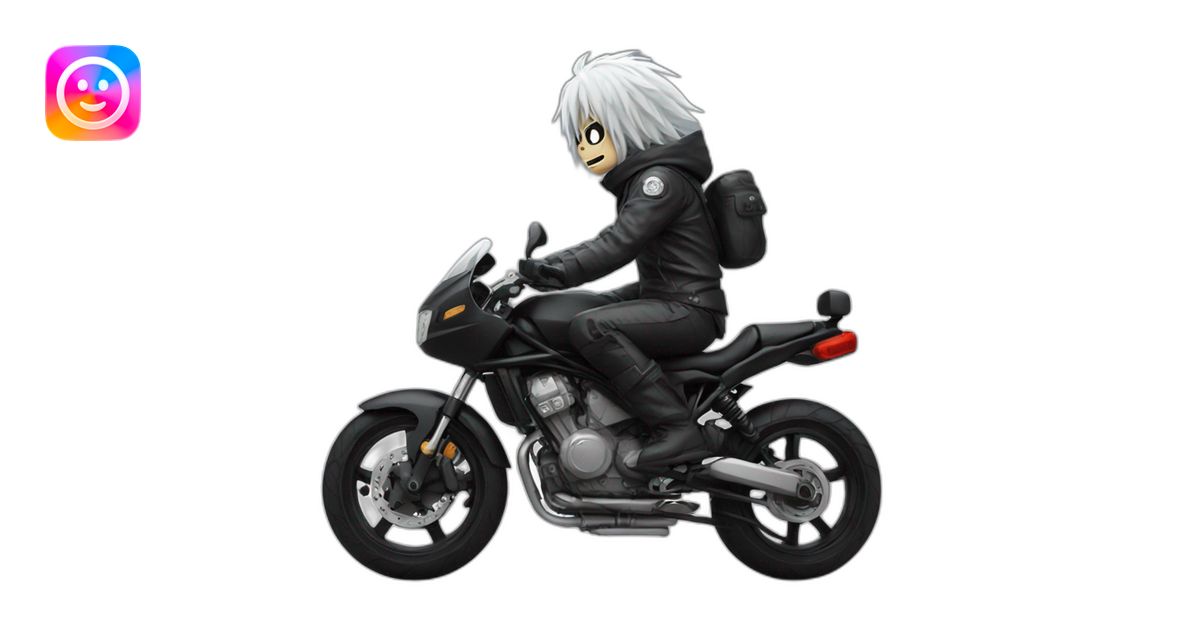 Tomura shigaraki riding motorcycle emoji | AI Emoji Generator