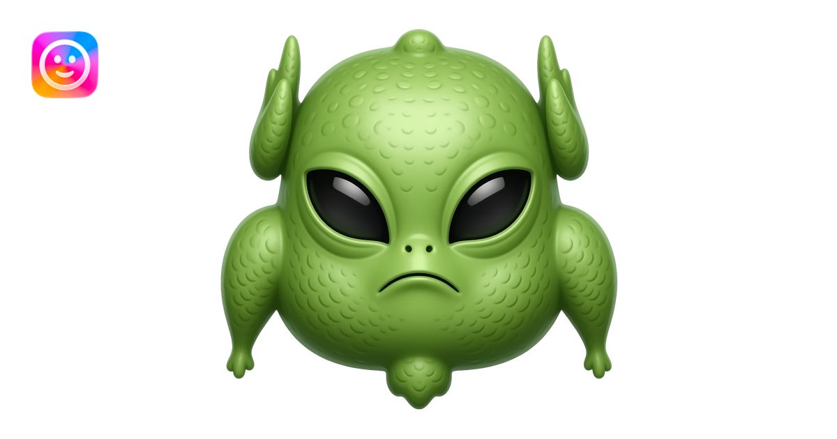 whole raw green bald chicken meat with alien eyes and an alien mouth ...