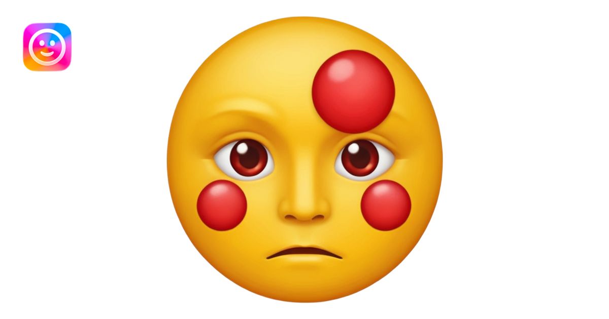 A circular yellow face with many close together red face herpes sores ...