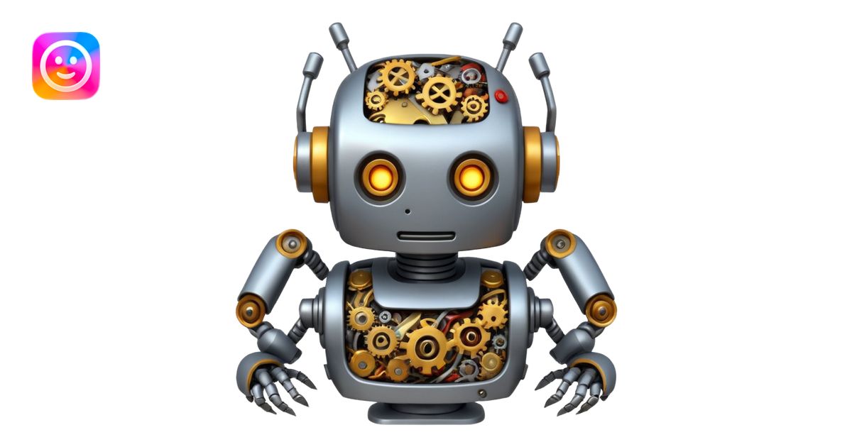 create a funny scene where a robot is exploded when coocking food emoji ...