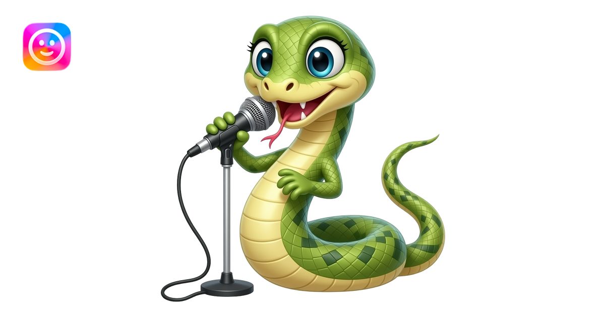 Snake rapping with a microphone emoji | AI Emoji Generator