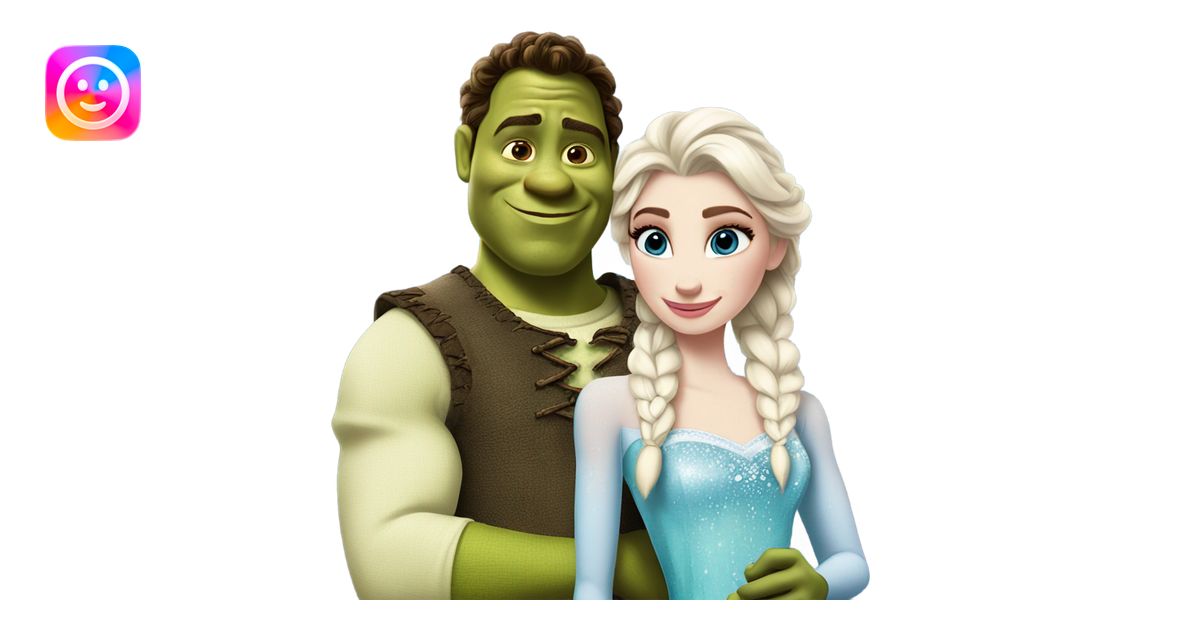 Elsa and shrek in love emoji | AI Emoji Generator