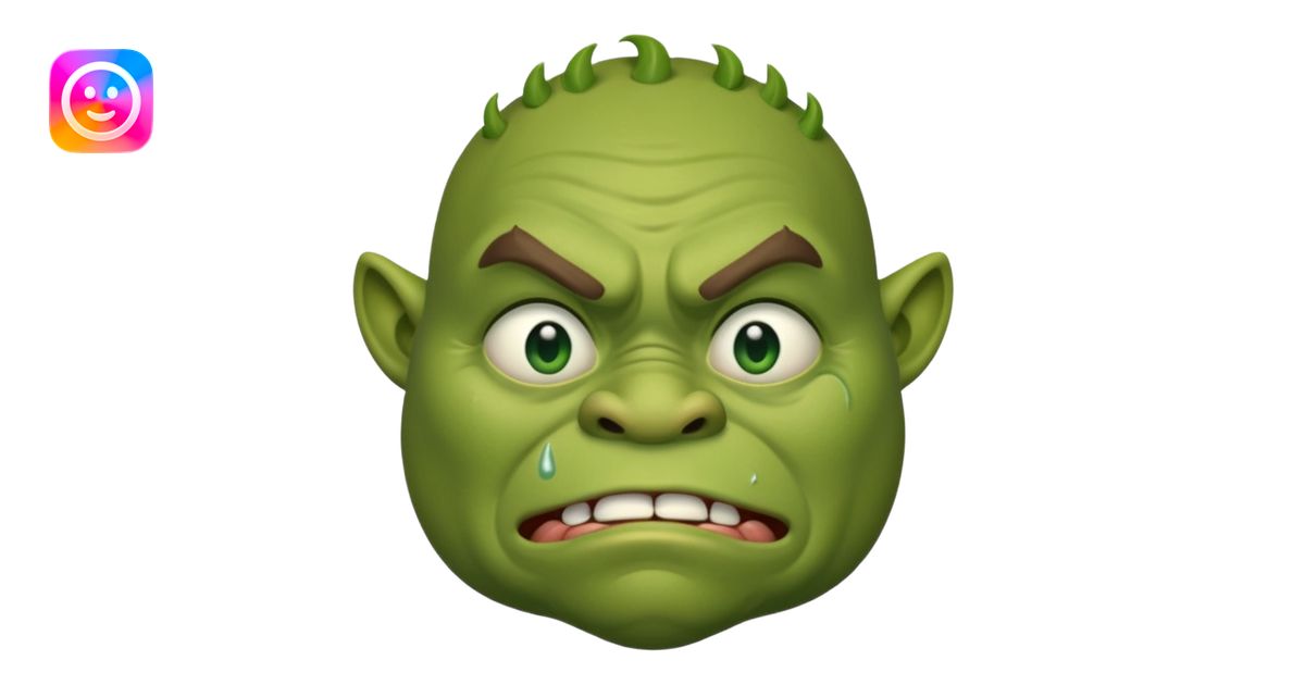 An oger is crying with tears in his eyes emoji | AI Emoji Generator