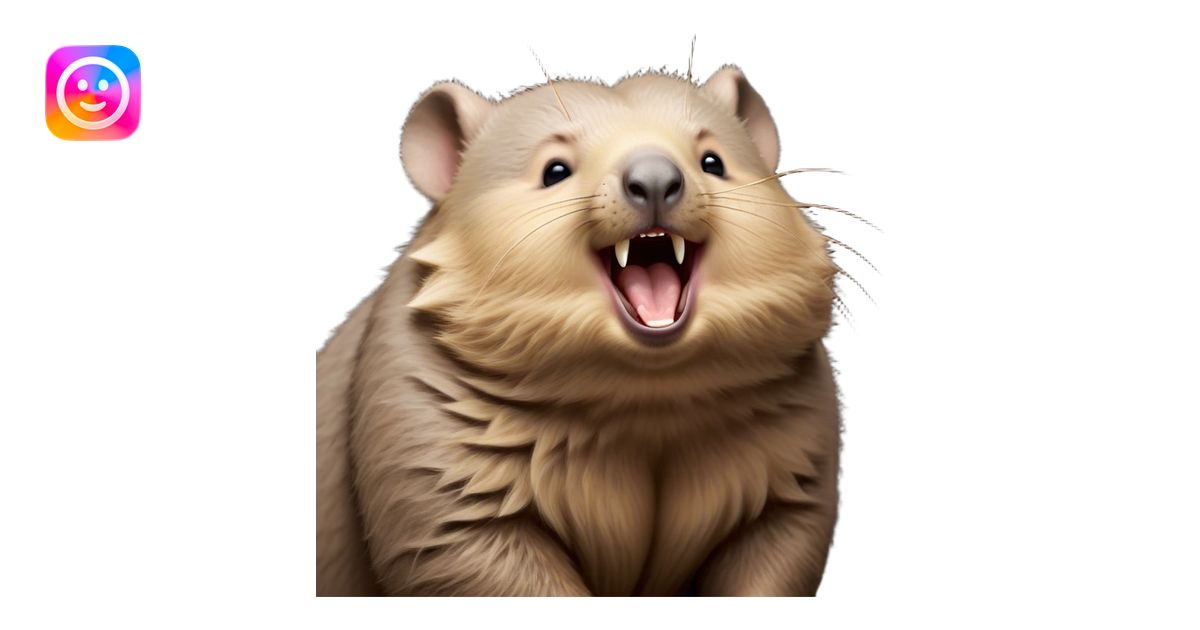 Cinematic Cute Yawning Wombat Portrait Emoji, Head tilted slightly with ...