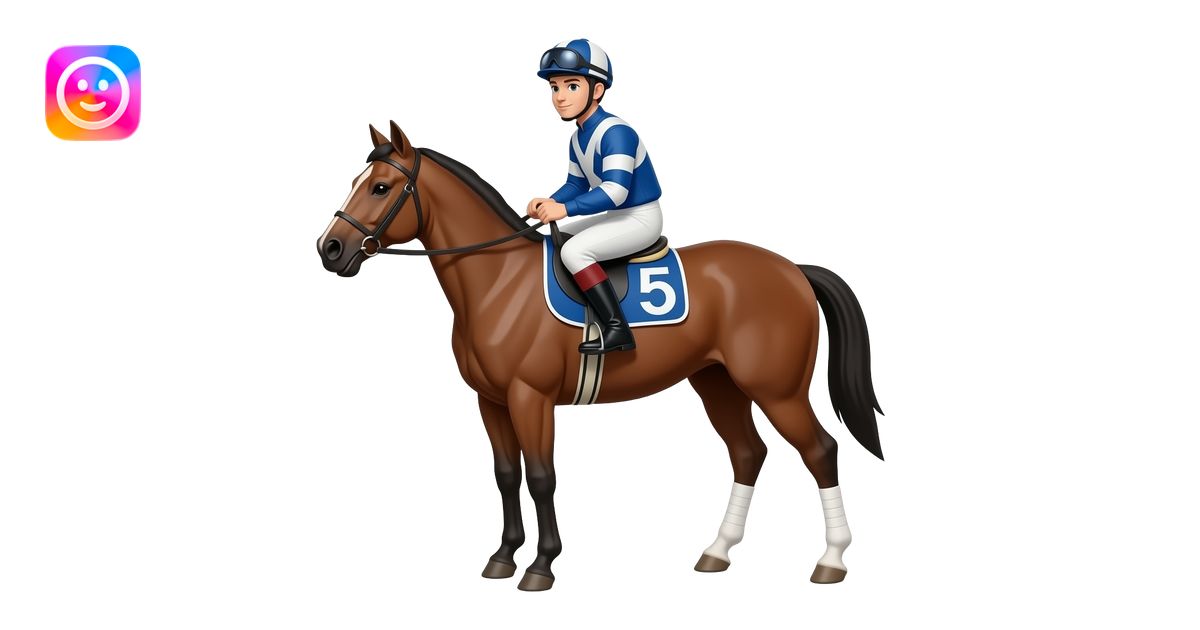 Mormon dressed as a jockey riding a horse emoji | AI Emoji Generator