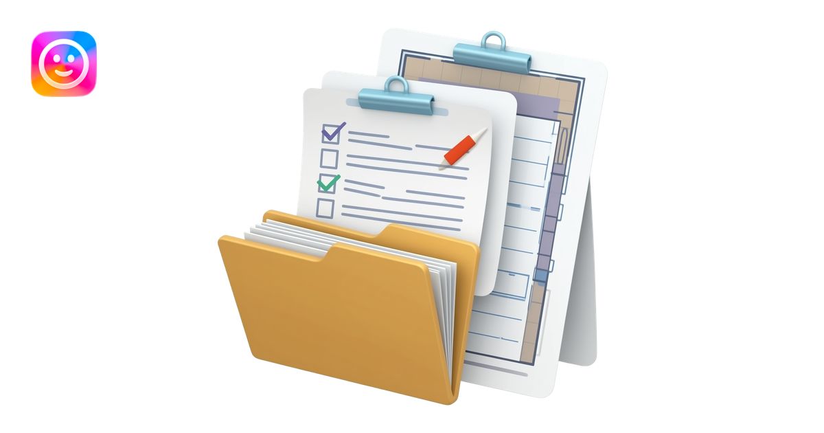 3D emoji of an open wedding coordinator’s binder, a folder, and ...