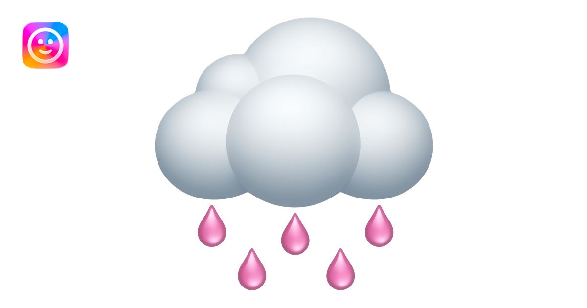 Rain cloud with drops look like pink hearts emoji | AI Emoji Generator