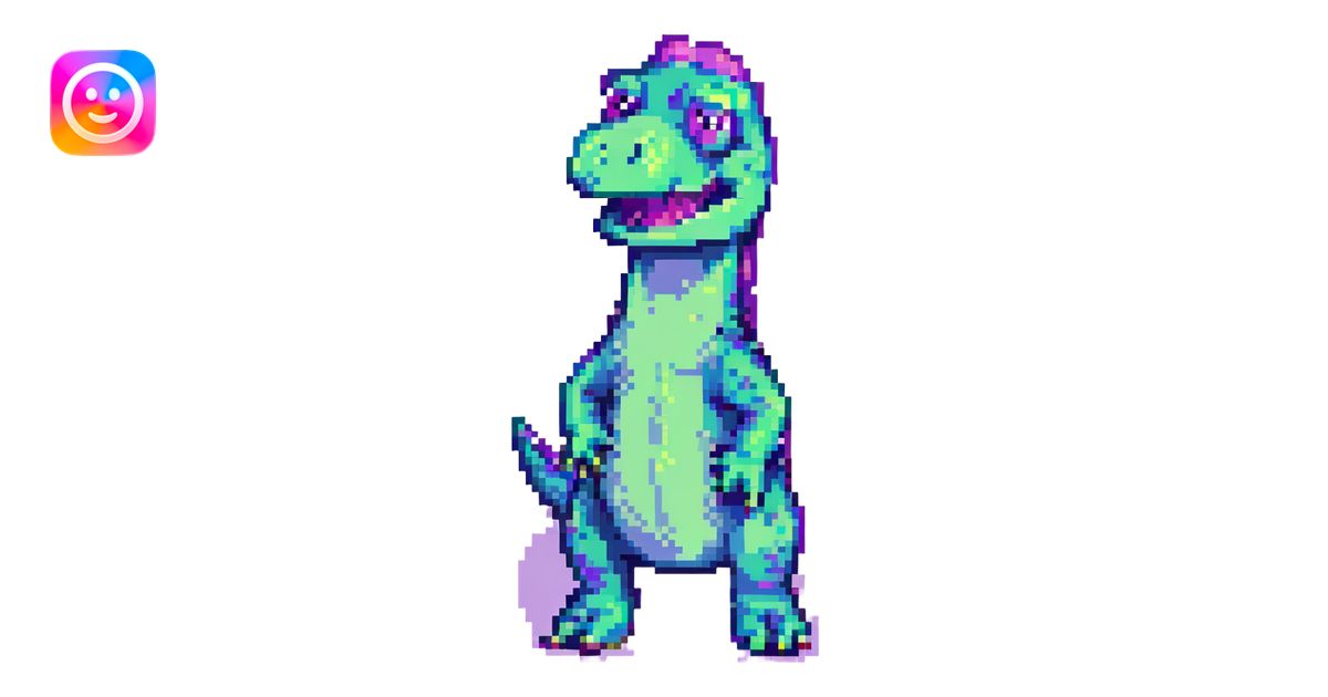 Barney the Dinosaur twerking, retro and humorous, pixel art style ...