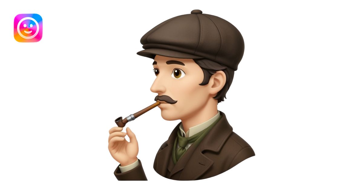 A side view of Sherlock Holmes wearing a deerstalker hat and smoking a ...