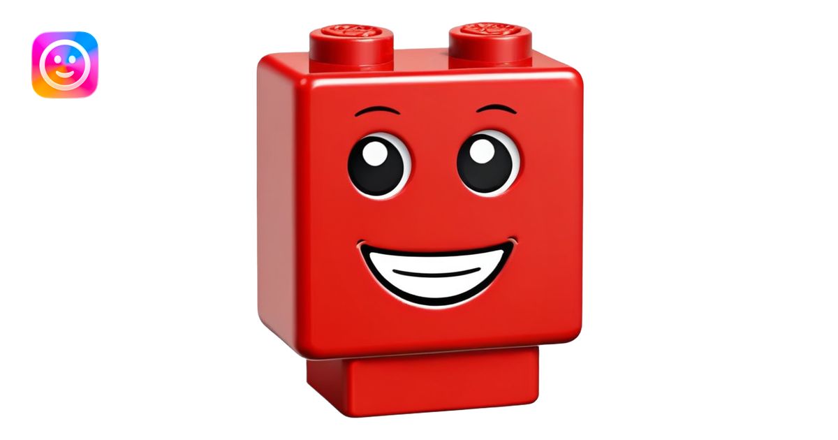 A single red Lego-style brick with a cute smiling face emoji | AI Emoji ...